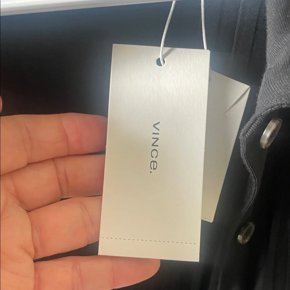 Vince Black Pleated Button-Down Cardigan - Picture 6 of 9